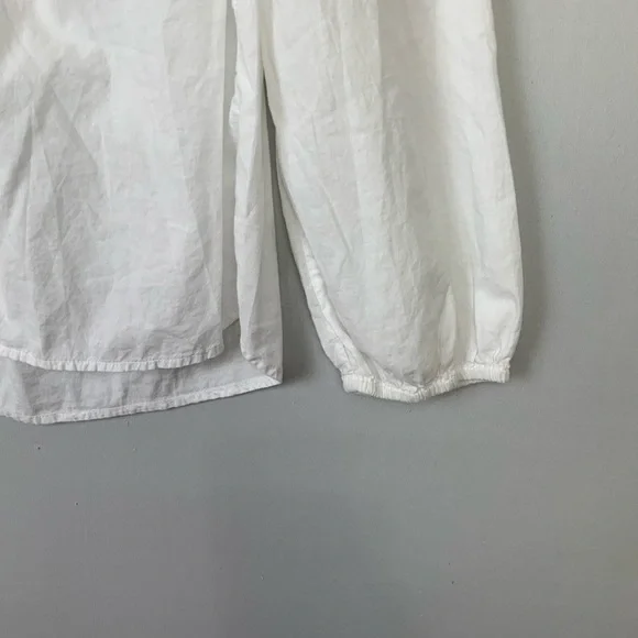 Xirena Sz XS Rye White Cotton Poplin Button Up Ruffle Blouse Top Cottagecore - Picture 3 of 7